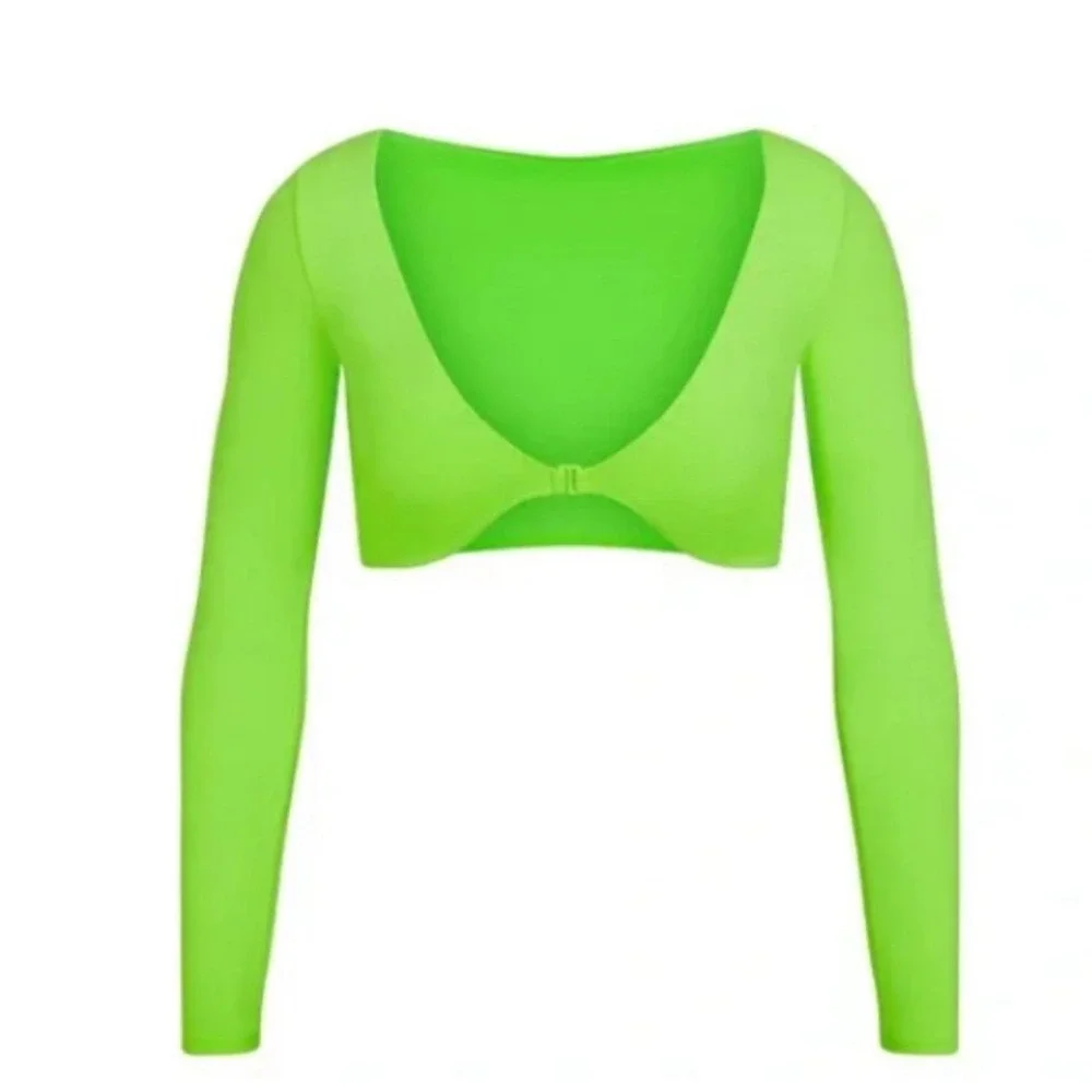 SKIMS Neon Green Recycled Swim Long Sleeve Shrug Top 3X‎ Cover Up